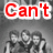 A black-and-white image of four people in a group pose with red text overlays reading "Can't" and "WAIT!" across different frames.