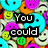 Pixelated of four showing text and smiley icons with color-coded backgrounds and black text overlays