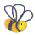Animated bee icon with four distinct wing positions across sampled frames, yellow and black striped body on gray background.
