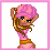 Pixel art contact sheet of six animated frames featuring a cartoon character, high-heeled boots, and pink text with grammatical errors.