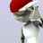 Pixelated character in Santa hat with hand near face, red text 'WASSUP MY NIGGA ?' on light blue background.
