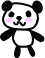Pixelated panda icon with pink cheeks, black ears and limbs, white body, changing poses across frames.