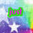 Four- with pixelated text and star symbols on a multicolored background