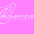 A static image with a bright pink background featuring repeated white text and symbols including 'acher:ne' and spiral shapes, plus small star-like dots in vertical