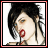 Animated contact sheet of a cartoon woman with black hair and red lips in various poses, displayed as 8 frames on a white background with red borders.