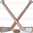 Blue background with crossed hockey sticks and a puck, text reads 'hockey is my life!' in pixelated font.