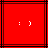 Red background with black lines and white pixelated smiley face :)