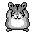 A 3x3 grid of pixel art hamster icons in grayscale, each with distinct facial expressions and poses across nine sampled frames from an animated contact sheet.