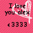 Pixelated pink checkered background with black text reading "I love you alex" and four heart symbols below, overlaid by a white heart outline.