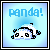 Pixelated panda icon with blue background and 'panda!' text above it, showing a relaxed pose.