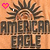 A 50x50 pixel animated contact sheet showing two frames of a buddy icon with an American Eagle logo, featuring a Native American headdress design and heart symbols that change color between frames.