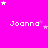 A bright pink background with white text reading 'Joanna' repeated in a , surrounded by white and pink star shapes