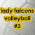 Yellow rectangular text blocks on a gray pixelated background display 'lady falcons volleyball #3' in black lowercase letters.