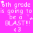 A static image with a bright pink background displays repeated text '6th grade is going to be a BLAST!!! <3' in white pixelated font with small white stars scattered throughout.