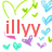 Pixelated green heart outline, small green hearts, blue hearts, red 'ill' and 'W', pink arrow, purple butterfly, teal shapes on white background.