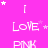 A bright pink background features repeated white text 'LOVE' and 'PINK' with scattered white stars, some of which shift position across frames.