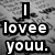 Black-and-white pixelated text on a textured background with 'I lovee you.' and 'Cory Alan Miller.' in bold letters, plus date '7-8-08' at bottom.