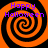 Four identical orange and black spiral patterns arranged in a with purple 'Happy Halloween' text overlaid on each spiral