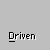 Yellow stick figure with white head and feet kicks a white ball on gray background, text 'Driven' below each instance.