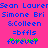 Pixelated text and symbols on a bright pink background with blue and green accents.