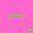 Green text 'janice' on pink background with animated green symbols changing across three