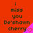 Red background with dark green text reading "i miss you De'shawn cherry" and a pink triangular shape containing a heart symbol.