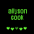 Green pixelated text 'allyson cook' on black background with five green heart symbols below, two versions showing heart animation changes.