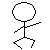 Four pixelated stick figures in two , each with circular heads and simple limbs showing different poses against a white background