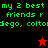 Green pixelated text reads 'my 2 best friends r sego, coltodego, colto' on black and red backgrounds with red and black stars.