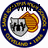 Circular icon with blue and gold border containing 'PUMPS' text above a grayscale mask and orange striped object on white background.