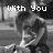Black-and-white pixelated image of two people embracing with text overlays reading "with You Everything Seems Just Right <3".
