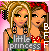 Pixelated static image of two cartoon women with distinct hairstyles and outfits, featuring text overlay "little princess" on a pink background.