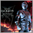 Pixelated image split into two : left shows a metallic figure with red cape against dark background with orange glow; right shows black text "I" and "MJ" with red heart symbol