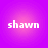 Four identical pixelated text icons arranged in a on a purple-to-pink gradient background, each displaying 'shawn' in white lowercase letters with visible digital distortion