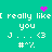 Pixelated teal background with white text reading "I really like you" and symbols, featuring pink heart and starburst animations.