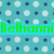 Pixelated text reads 'Bethanni is amazing' over a patterned background with alternating light and dark blue circles.