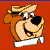 Pixelated cartoon dog mascot with cowboy hat and sunglasses on red background, next to green text reading "Original Icons .com" in pixel font.