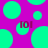 A static image with a bright magenta background covered in large and small cyan circles, with two instances of the text 'lol' in dark red.