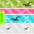 Pixelated beach scene with seagulls, pink and blue water, and text overlays including 'LUVE' and 'Hollister' in cyan.