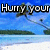 Pixelated beach scene with palm trees, blue sky, and white sand; text appears sequentially across four