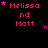 Pixelated pink text 'Melissa nd Matt' with scattered stars on black background, showing animation changes across frames.