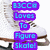 Pixelated image with stacked purple text boxes containing blue lettering over a blurred background of a person in white clothing holding an object.