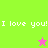 Green and pink square display "I love you!" text with a star icon, split into two color-blocked sections