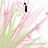Pixelated pink and green floral background with black text appearing sequentially across four