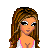 Pixel art contact sheet of a Barbie-themed animated icon showing character frames and text fragments in pink, white, and brown on a gray background.