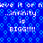 Blue background with repeating light blue hexagonal patterns and white pixelated text reading '...infinity is BIGG!!!!!' in two mirrored sections.