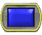 Four identical blue rectangular with rounded corners, each framed by a yellow border and gray outer edge on light gray background