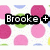 Pixelated icon with pink and green polka dots, blue hearts, 'Brooke +' text overlay, and 'BFF!!' at bottom.