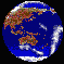 Animated sequence of Earth globe views showing rotating continents and shifting cloud patterns
