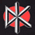 Static pixelated icon featuring a stylized red and white geometric design on dark background with visible dithering and anti-aliasing edges.